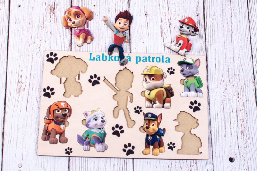 drevená vkladačka paw patrol