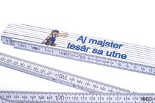 vtipný drevený meter aj majster tesár sa utne