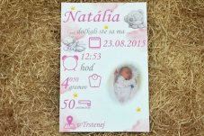 tabuľka s údajmi o narodení tabuľka s údajmi o narodení