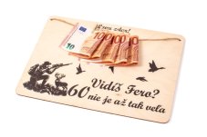 tabuľka na peniaze pre poľovníka