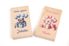 Detská drevená krabička na peniaze s menom