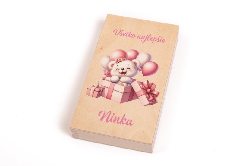 Detská drevená krabička na peniaze s menom