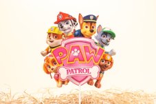 ružová labková patrola s logom pre dievčatko na tortu