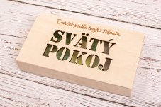 Drevená krabička na peniaze "Svätý pokoj"