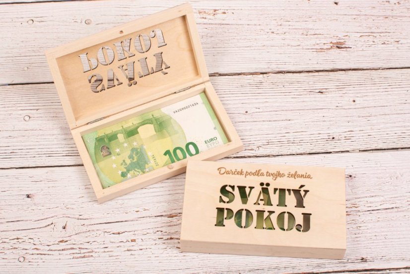 Drevená krabička na peniaze "Svätý pokoj"