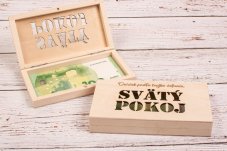 Drevená krabička na peniaze "Svätý pokoj"