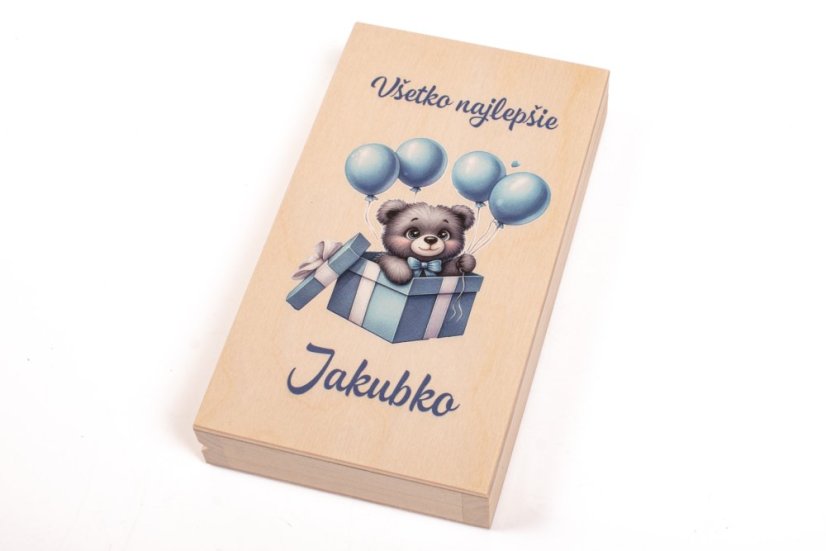 Detská drevená krabička na peniaze s menom