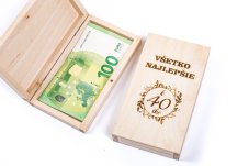peniaze v drevej krabičke na narodeniny